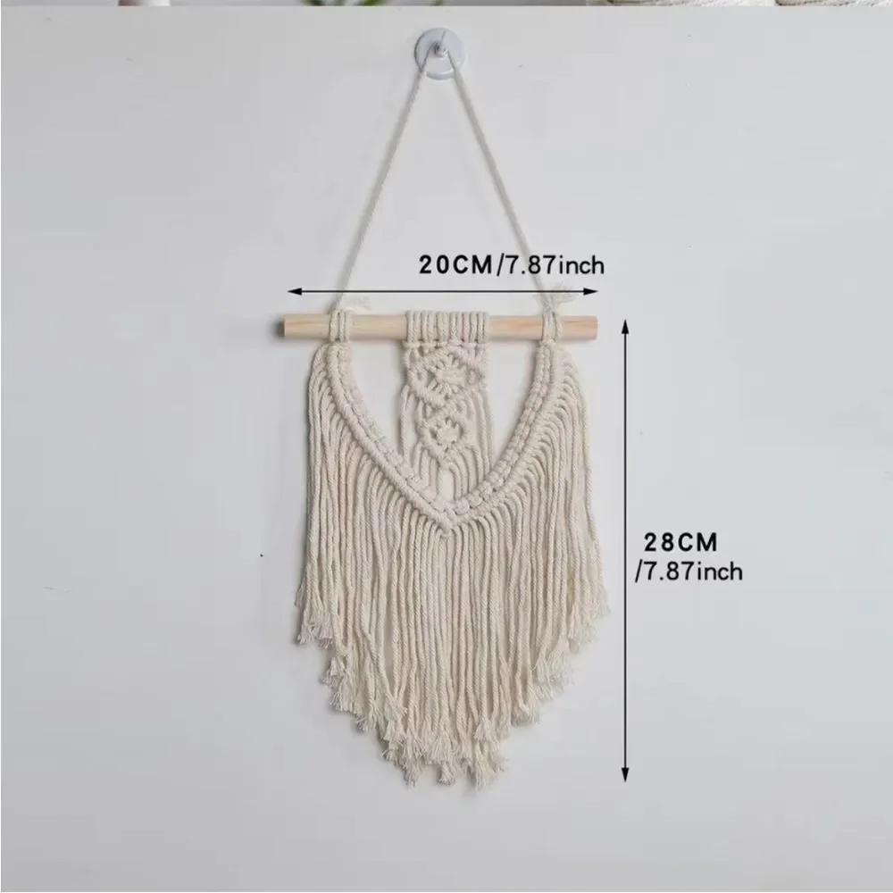 Cream Macrame Fringe Wall Hanging Decor